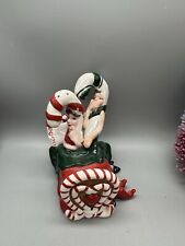 Anthropomorphic Christmas Candy Cane Couple Naughty In Heart Bed Rare Vtg picture