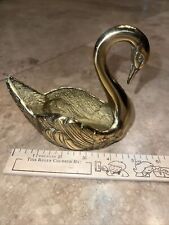 Brass Swan Approx 5in Total Width X 5 Inches Tall picture