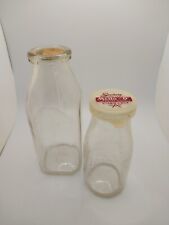 Vtg Milk Dairy Bottles Glass  Pint Half Pint Park Rapids MN Mello-D Cutler's Lid picture