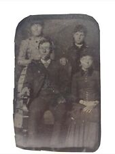 Antique Tintype Bon-Ton Photograph-Woman, Man, Boy, And Girl. Family Photo picture