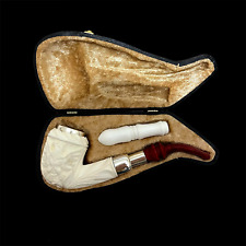 Block Meerschaum Pipe 925 silver smoking tobacco pipe with tamper w case MD-346 picture