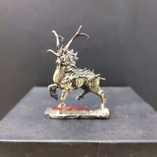 Antique Brass Kirin Mythical Beast Ornament Wealth and Fortune Home Décor Statue picture