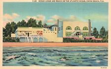 Vintage Postcard 1930's Lodge And Beach On The Atlantic Ocean Cocoa Beach FLA picture