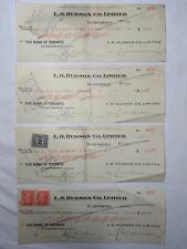 1931-1934 L.O. Hudson Co. Limited Cancelled Checks The Bank Of Toronto Lot Of 4 picture