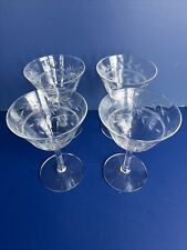 VTG Optic Paneled Etched Clear Wine Glasses Set Of 4 picture