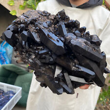 14.1lb Large Natural Black Smoky Quartz Crystal Cluster Raw Mineral Specimen picture