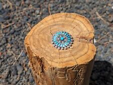 Native American Jewelry Needlepoint Turquoise Cluster Pendant Brooch Signed picture