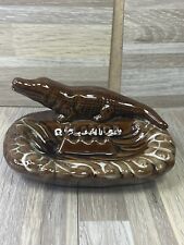 Vintage Florida Souvenir Ashtray Alligator Brown Ceramic Glaze picture