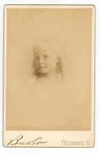 Antique c1880s ID'd Cabinet Card Adorable Little Girl Martha Gardner Columbus OH picture