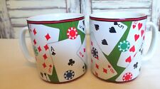 222 Fifth “PLAYING CARDS” Set of 2 Jumbo Sized 24oz. Coffee Mug Cups  picture