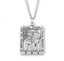 Elegant Square Saint Michael Sterling Silver Medal Size 1.1in x 0.8in picture