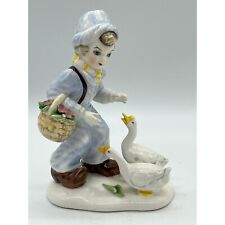 Vintage Ceramic Dutch Boy Figurine with Geese Made in Japan Original Arnart Crea picture