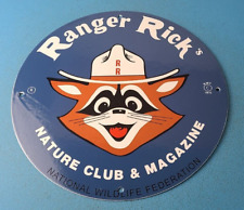 Vintage Wildlife Sign - Ranger Rick Nature Magazine Porcelain Gas Pump Sign picture