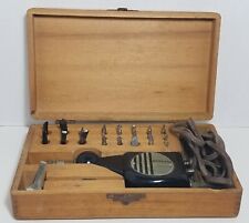 Vintage Burgess Vibro Tool Engraving Set Deluxe Wood Case with Bits Tested Works picture