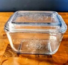 Rare Vintage FIRE KING Philbe Transparent Blue SMALL dish w/ Lid C. 1937-1938  picture