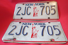 VINTAGE NEW YORK LICENSE PLATE PAIR/SET STATUE OF LIBERTY 🗽 2JC 705 NICE😎 picture