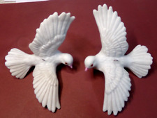 Vintage 1980's HOMCO 5723 Dove Porcelain White Bird Peace - set of 2, 4.25