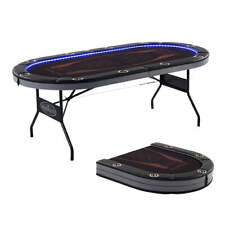 Poker Table 10 Player Premium Stable Portable Foldable In-Laid Built LED Lights picture
