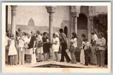 Group of People Tourists Waiting in Line c1960 RPPC Real Photo Postcard picture