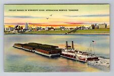 Memphis TN-Tennessee, Freight Barges On Mississippi River, Vintage Postcard picture
