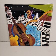 Rhapsody Cafe Musical Design Cello Violin Keyboard Notes Art Plate 10