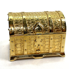 Vintage Neman Marcus Gold Colored Treasure Chest Trinket Box picture