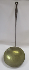 Antique Large Brass Wrought Iron Handle Ladle Skimmer picture