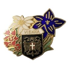 Vintage Vienna Coat of Arms Flowers Travel Souvenir Pin picture