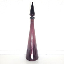 VTG Genie Decanter Bottle Art Glass MCM Empoli Amethyst Purple Decanter 19