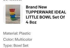 Brand New TUPPERWARE IDEAL LITTLE BOWL Set Of 4 8oz picture