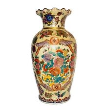 Vintage Vase Ceramic Hand Decorated Painted Artistic Multicolor Floral Pre-Owned picture