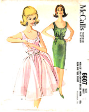 Vintage McCall's Pattern 6607 c1962; Misses Cocktail Dress, Size 14 B34 picture