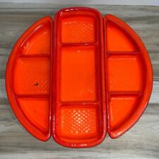 Lang Pottery Retro 60’s Divider Tray Burnt Speckled Orange  picture