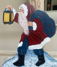 Christmas Folk Art Wooden Stand-Up Santa Handmade-Painted  signed Betty picture