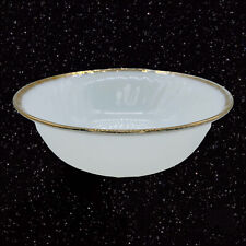 VINTAGE 1950'S FIRE KING OVEN WARE BOWL MILK GLASS WITH GOLD TRIM 2.5”T 8”W  picture