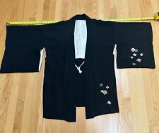 AUTHENTIC Kimono Japanese Vintage Silk Women Haori Jacket Black Japanese Elegant picture