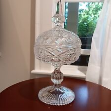 Vtg Compote Prisms Crystal Apothecary jar/ pedestal Candy Bowl picture