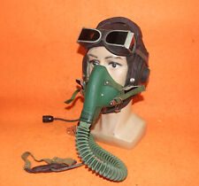 Flight Helmet Fighter Pilot Flight Leather Helmet Oxygen Mask Goggles  T# 0617 picture