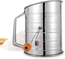 Flour Sifter, 3 Cup Flour Sifter for Baking Fine Mesh Rotary Hand Crank with Loo picture
