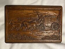 SALE Antique SyrocoWood  Cigar Trinket Jewelry Box Western Stagecoach Motif EUC picture