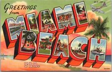 Vintage MIAMI BEACH, Florida Large Letter Postcard / Curteich Linen / Unused picture