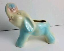 Vintage Shawnee? Pottery Lucky Elephant Planter Blue Pink picture