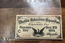 1893 Chicago World's Columbian Exposition Chicago Day Ticket picture
