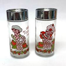 Vintage Anchor Hocking Strawberry Shortcake Glass Stovetop Salt & Pepper Shakers picture