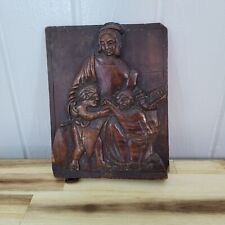 Figural Victorian Era Wood Relief Wall Plaque Antique French Tribal Wooden Art picture