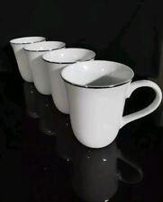 Linens N Things Platinum Banded Coffee Mugs ~ SET OF 4 ~ Large 4.5