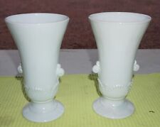 Anchor Hocking  Glass Set of 2 Vitrock Signed Vases White Milk Glass Excellent  picture