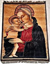 VINTAGE LAHORE RELIGIOUS ART HOLY MARY&BABY JESUS WALL TAPESTRY CARPET:95x130cm picture