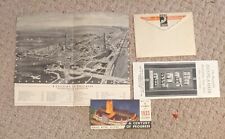 Lot Vintage 1933 Chicago Worlds Fair Catalog Fold Out And Envelope Etc picture