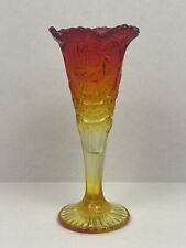 Vintage Viking Glass Amberina Bud Vase Orange Red Yesteryear Pattern-EXCELLENT picture